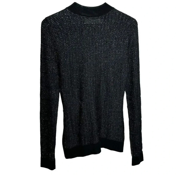 Roland Mouret metallic black knit semi-sheer sweater top womens size Medium - Picture 4 of 7